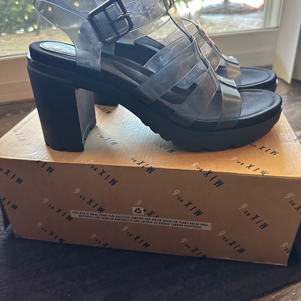 Mix No. 6 Black Women's Heeled Sandals- Size 7 1/2